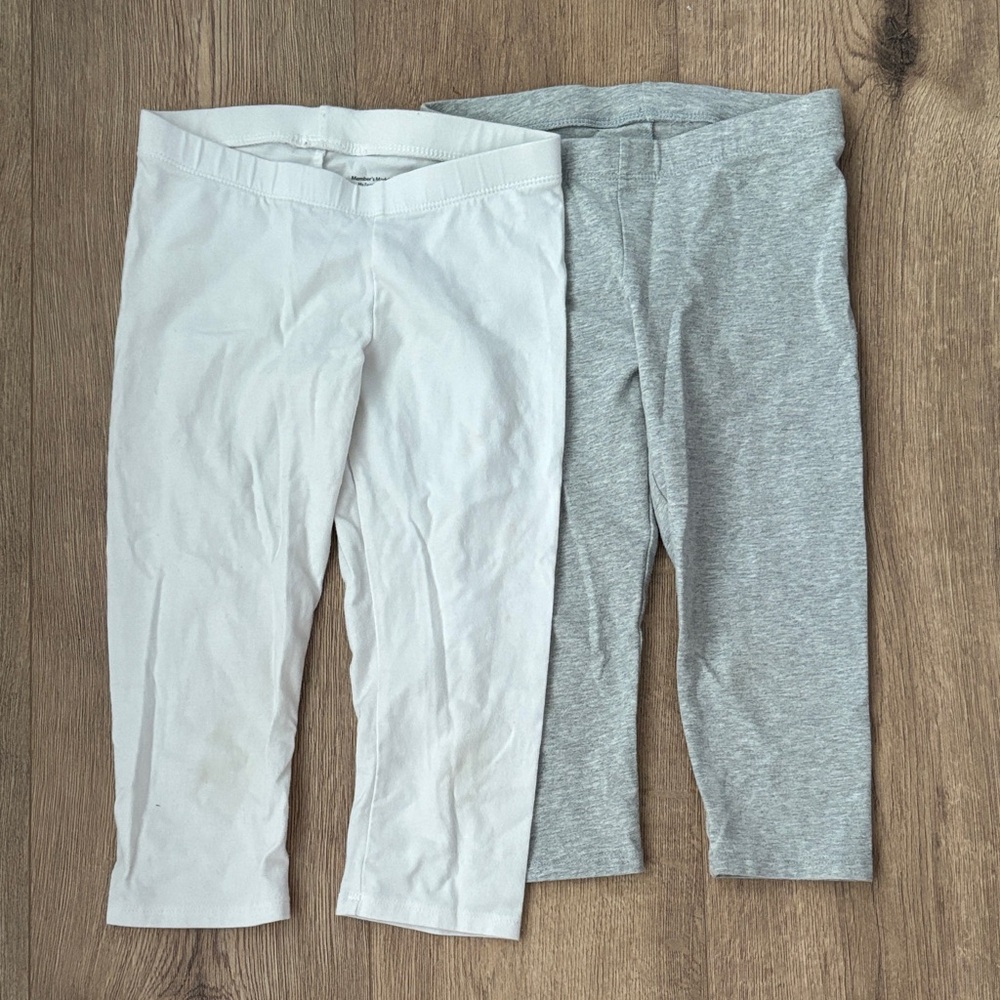 Classic White and Gray Kids Capri Leggings